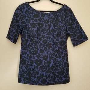 Boden | Blue and Black Floral Blouse